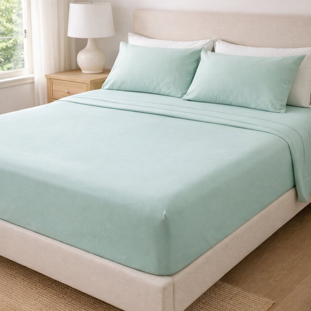 Vintage Dan River Full Sheet Set Percale 200 Seafoam Green USA New